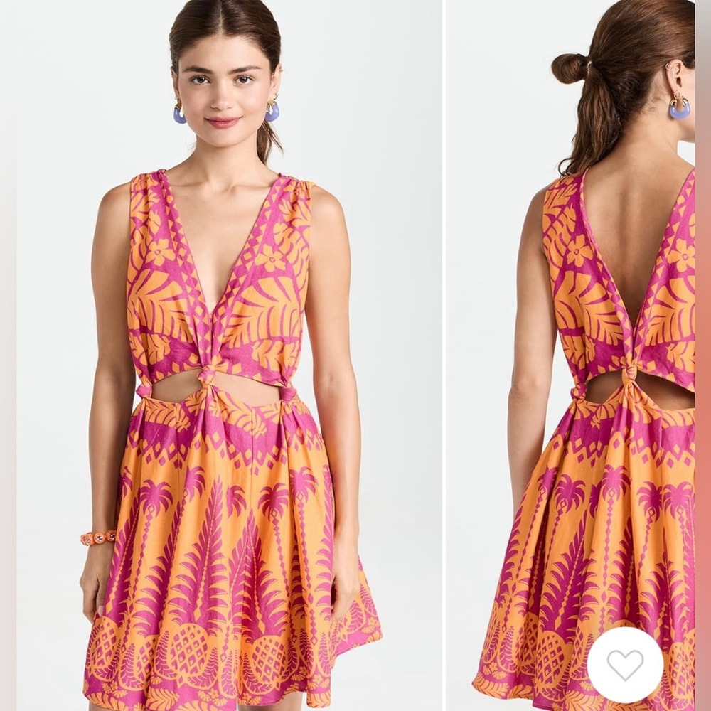 Farm Rio Pineapple Love Orange Mini Dress